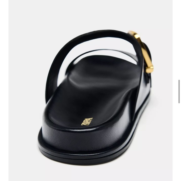 Zara Black Sandals with Gold Buckle - Picture 3 of 3